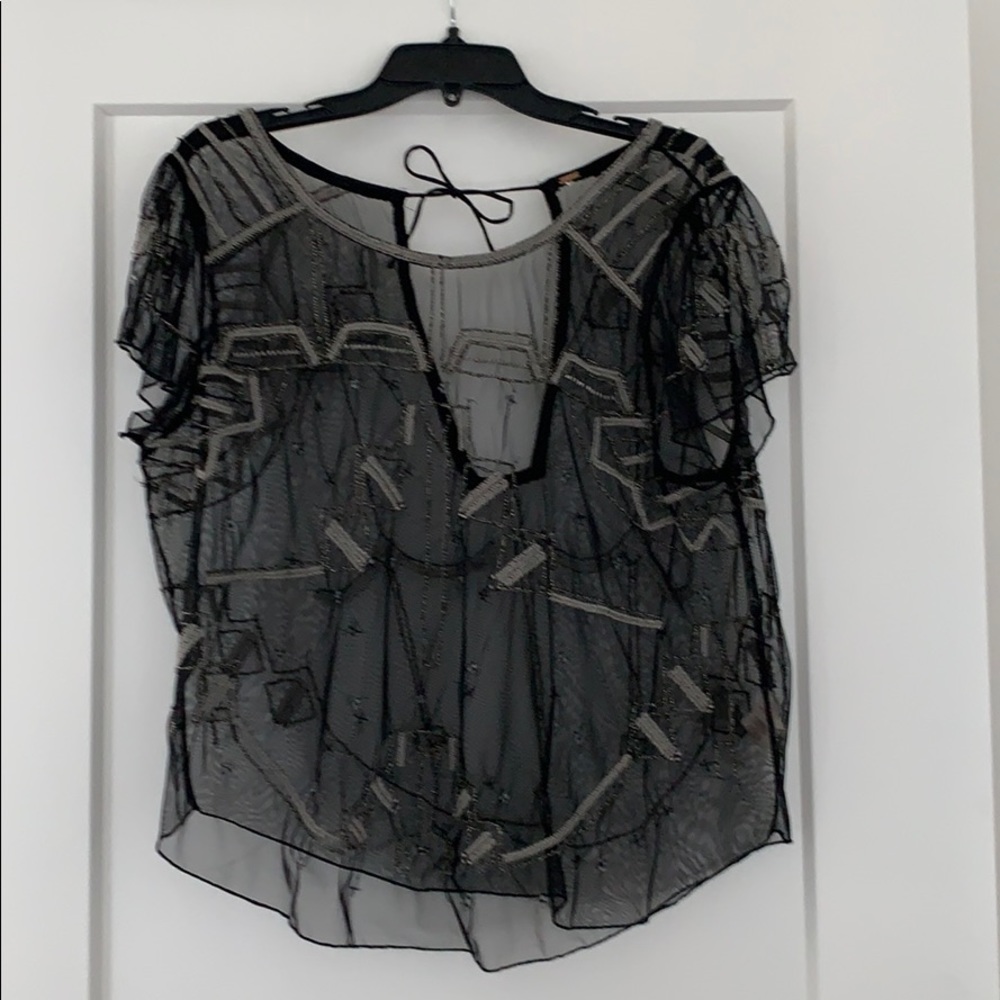 Free People Sheer black top with sequin
